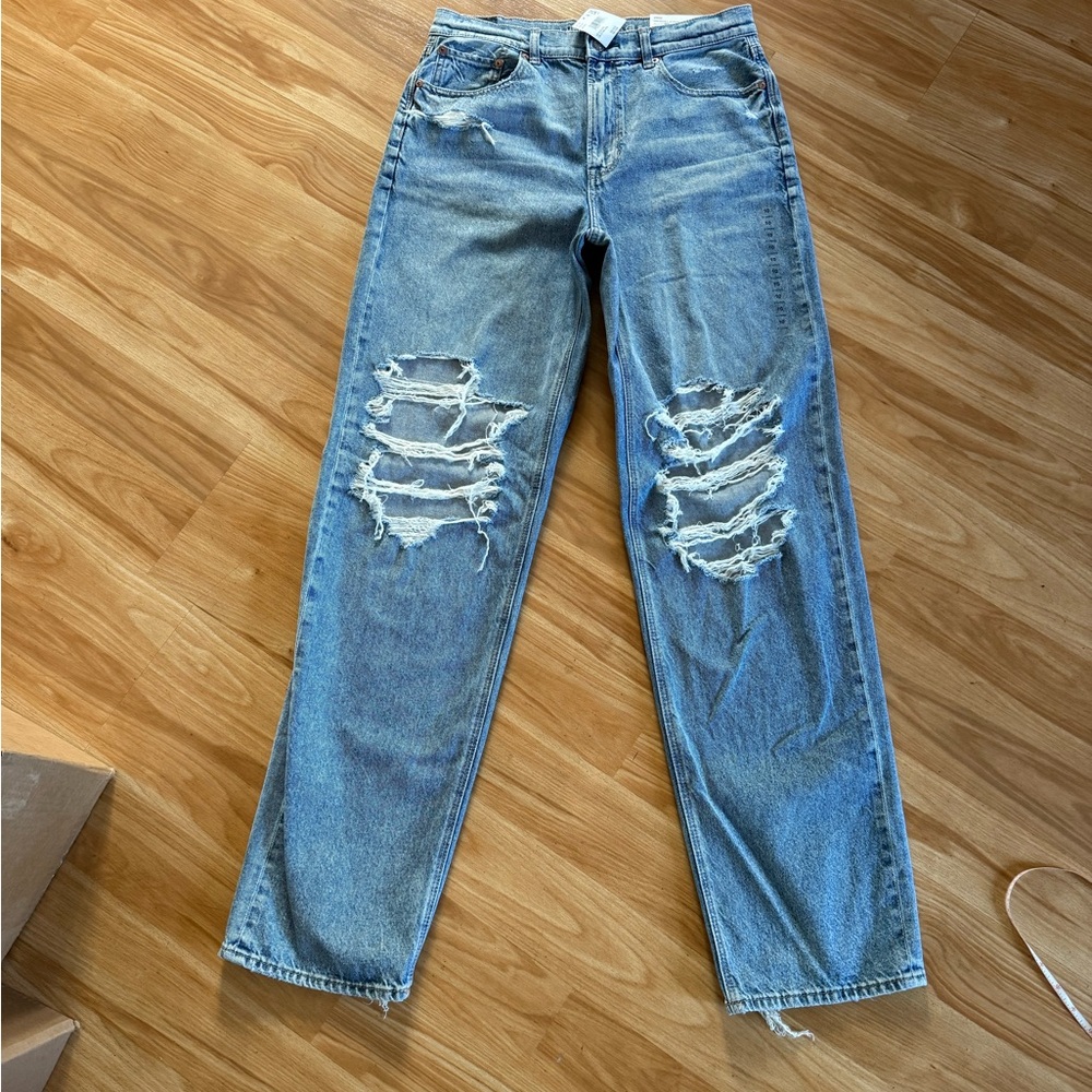 Awesome NWT American Eagle Super High-Rise Baggy Straight Jeans - Sz 10 X-Long